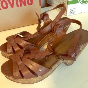 Tan wedges, Size 8
